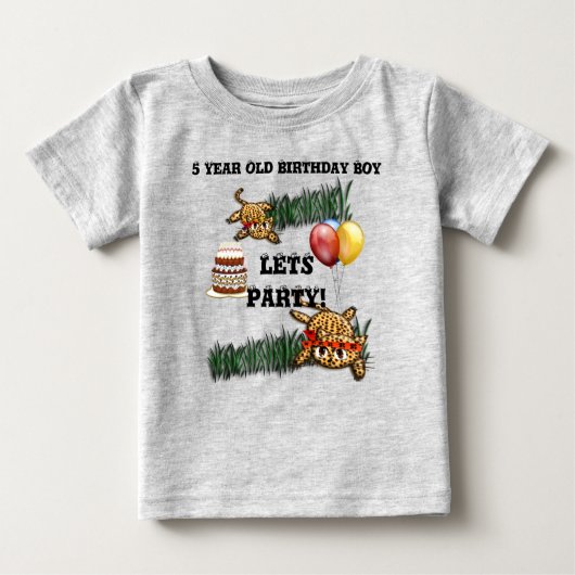 ウルトラキュートレオパードサファリ誕生日招待状 ベビーTシャツ (正面)