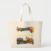 ウルトラキュートレオパードサファリ誕生日招待状 ラージトートバッグ (正面)