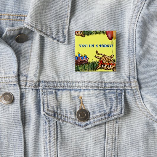 ウルトラキュートレオパードサファリ誕生日招待状 缶バッジ (インサイチュ)