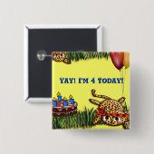 ウルトラキュートレオパードサファリ誕生日招待状 缶バッジ (正面&裏面)