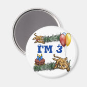 ウルトラキュート3歳レオパードサファリ誕生日 マグネット (正面/裏面)