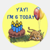 ウルトラキュート6歳ヒョウ誕生日シール ラウンドシール (正面)