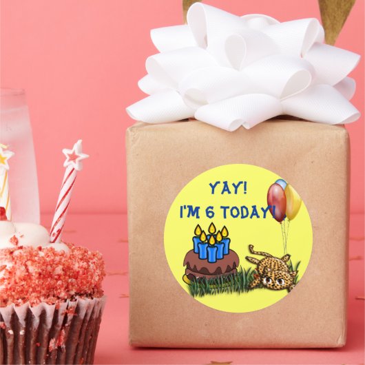 ウルトラキュート6歳ヒョウ誕生日シール ラウンドシール (パーティー)