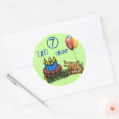 ウルトラキュート7歳ヒョウ誕生日ステッカー ラウンドシール (封筒)