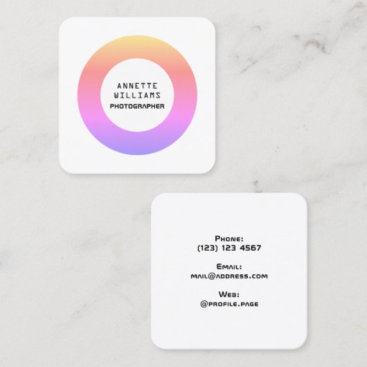 ウルトラグラデモダンーションサークルテク刺激を受けたニック スクエア名刺 (正面/裏面)