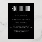 ウルトラシンプルはっきりしたー名金ゴールド写真救私たちの日付 箔招待状 (裏面)