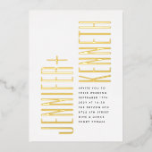 ウルトラシンプルミニマモダンリストブラック金ゴールド結婚ズ 箔招待状 (正面)