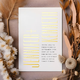 ウルトラシンプルミニマモダンリストブラック金ゴールド結婚ズ 箔招待状