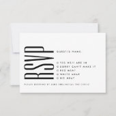 ウルトラシンプルモダンミニマル白黒結婚ズ 出欠カード (正面)