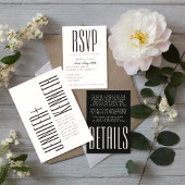 ウルトラシンプルモダンミニマル白黒結婚ズ 招待状