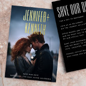 ウルトラシンプルモダンー名金ゴールド写真救私たちの日付 箔招待状