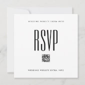 ウルトラシンプルー名はっきりしたフォトスクエアQRコードRSVP セーブザデート (裏面)