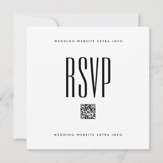 ウルトラシンプルー名はっきりしたフォトスクエアQRコードRSVP セーブザデート (裏面)