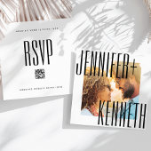 ウルトラシンプルー名はっきりしたフォトスクエアQRコードRSVP セーブザデート