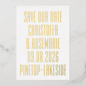 ウルトラシンプルーNo Photoビッグはっきりした詳細結婚 箔招待状 (正面)