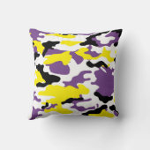 ウルトラバイオレットとゴールデンイエロー迷彩柄装飾用クッション クッション (裏面)