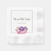 ウルトラバイオレットとピンクのロー結婚ズ 縁ありカクテルナプキン (正面)