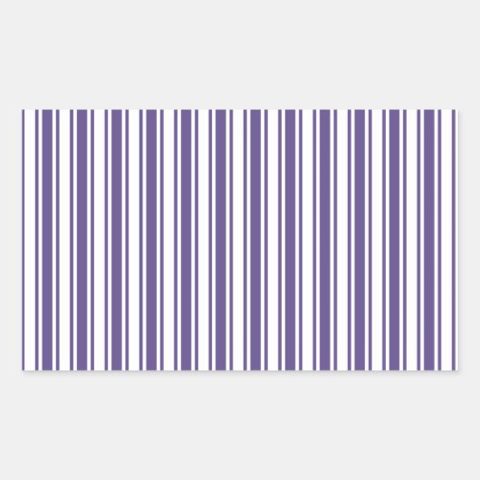 ウルトラバイオレットとホワイトキャンディストライプー 長方形シール (正面)