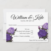 ウルトラバイオレットのローズ両面  結婚式出欠確認カード 招待状 (裏面)