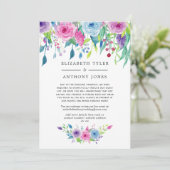 ウルトラバイオレットの色彩と花柄のデザイン  ゲストリスト縮小のお知らせ 案内状 (スタンド正面)