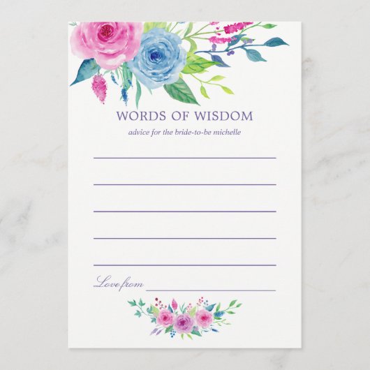 ウルトラバイオレットウォーター色フローラブライダルママアドバイス アドバイスカード (正面)