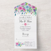 ウルトラバイオレットカラーコンボ結婚フローラ オールインワン招待状 (内側)