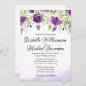 ウルトラバイオレットバラフローラサマー結婚式招待状 招待状 (正面/裏面)