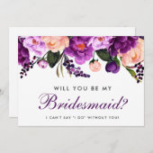 ウルトラバイオレットパープルウォーター色フローラブライドメイドP 招待状 (正面/裏面)