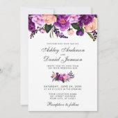 ウルトラバイオレットパープルフラワーウェディング招待状PB 招待状 (正面)