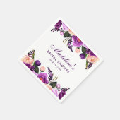 ウルトラバイオレットパープルフローラブライダルシャワー スタンダードカクテルナプキン (角)