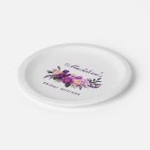 ウルトラバイオレットパープルフローラブライダルシャワー ペーパープレート (アングル)