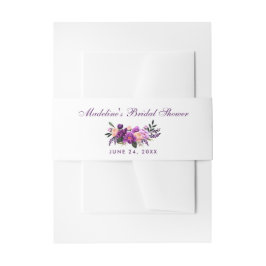 ウルトラバイオレットパープルフローラブライダルシャワー 招待状ベリーバンド