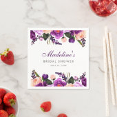 ウルトラバイオレットパープルフローラブライダルシャワーP スタンダードカクテルナプキン (インサイチュ)