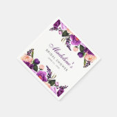 ウルトラバイオレットパープルフローラブライダルシャワーP スタンダードカクテルナプキン (角)