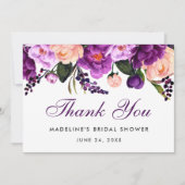 ウルトラバイオレットパープルフローラ感謝していブライダルシャワーP 招待状 (正面)