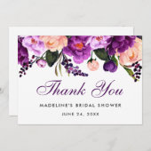 ウルトラバイオレットパープルフローラ感謝していブライダルシャワーPS 招待状 (正面/裏面)