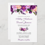 ウルトラバイオレットパープルフローラ結婚式招待状SP 招待状 (正面/裏面)