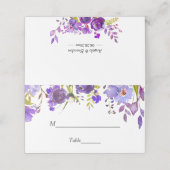ウルトラバイオレットパープル水彩花のウェディング プレイスカード (外部開封)