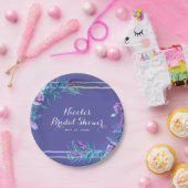 ウルトラバイオレットパープル&アクアフローラシック ペーパープレート (パーティー)