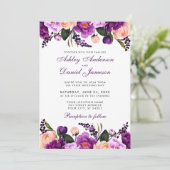 ウルトラバイオレットパープル |フローラ結婚式招待状V 招待状 (スタンド正面)