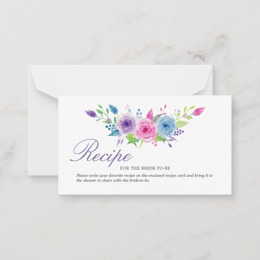 ウルトラバイオレットフローラブライダルシャワーレシピ挿入番号 ノートカード (正面)