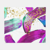 ウルトラバイオレットブラシ:抽象芸術アート フリースブランケット (正面(横))