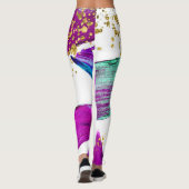 ウルトラバイオレットブラシ：抽象芸術アート レギンス (裏面)