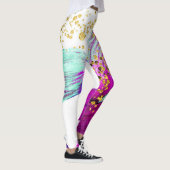 ウルトラバイオレットブラシ：抽象芸術アート レギンス (右)