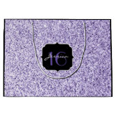 ウルトラバイオレットライトパープルグリッタースパークルスウィート16 ラージペーパーバッグ (正面)