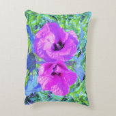 ウルトラバイオレット梅熱狂する紫ハイビスカス花 アクセントクッション (裏面(縦))