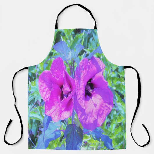 ウルトラバイオレット梅熱狂する紫ハイビスカス花 エプロン (正面)
