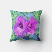 ウルトラバイオレット梅熱狂する紫ハイビスカス花 クッション (裏面)