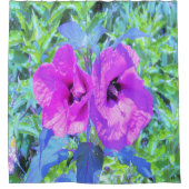 ウルトラバイオレット梅熱狂する紫ハイビスカス花 シャワーカーテン (正面)