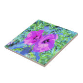 ウルトラバイオレット梅熱狂する紫ハイビスカス花 タイル (側面)